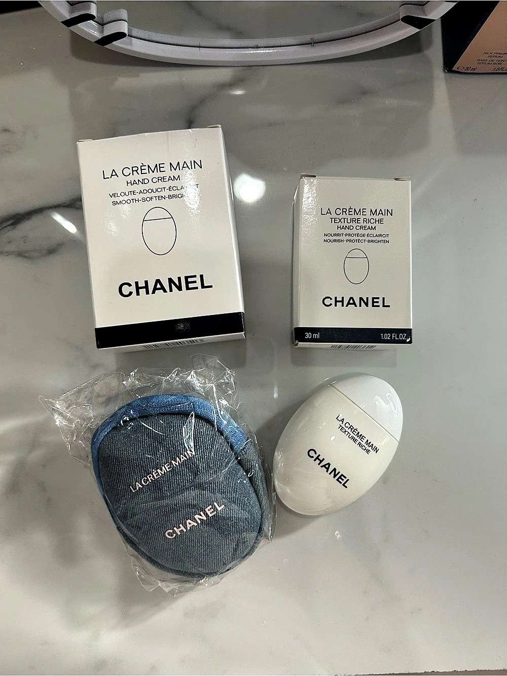 CHANEL La Crème Main Hand Cream Set White & Blue NWT
